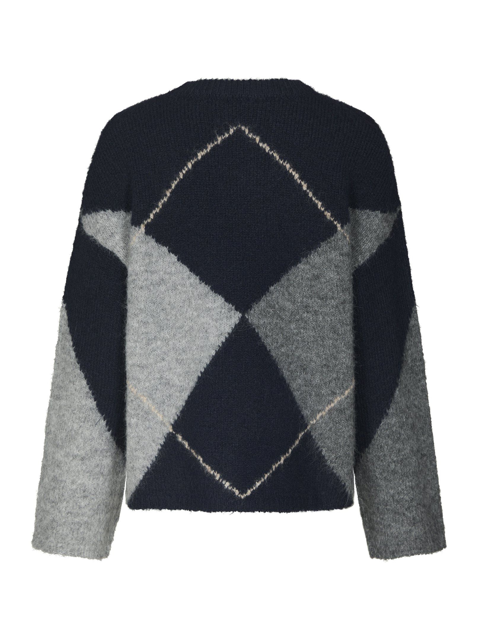 Neo Noir Strik - Inga Check Fluff Strik Bluse i Navy