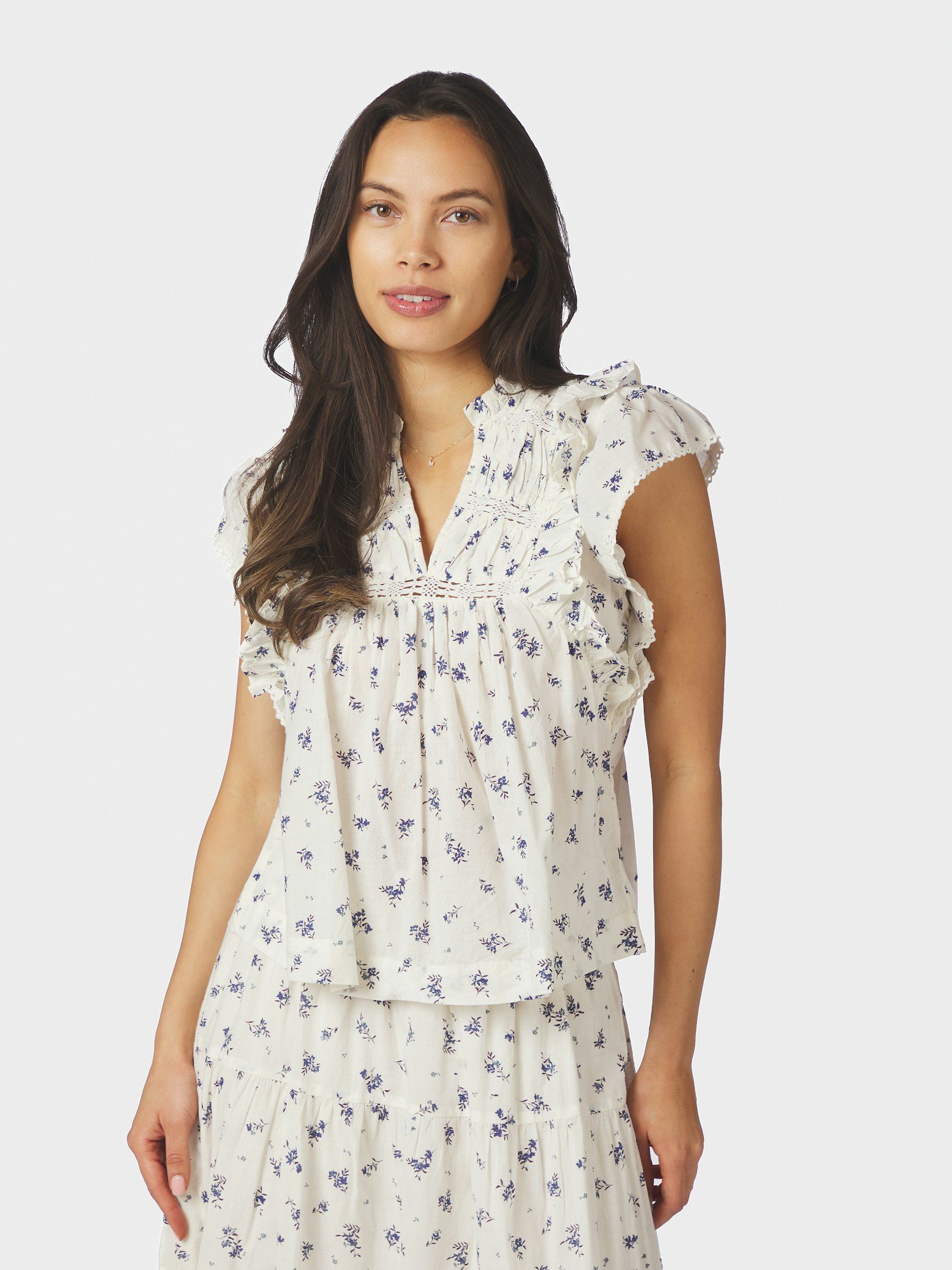 Neo Noir Top - Jayla Small Blossom Top i White Blue