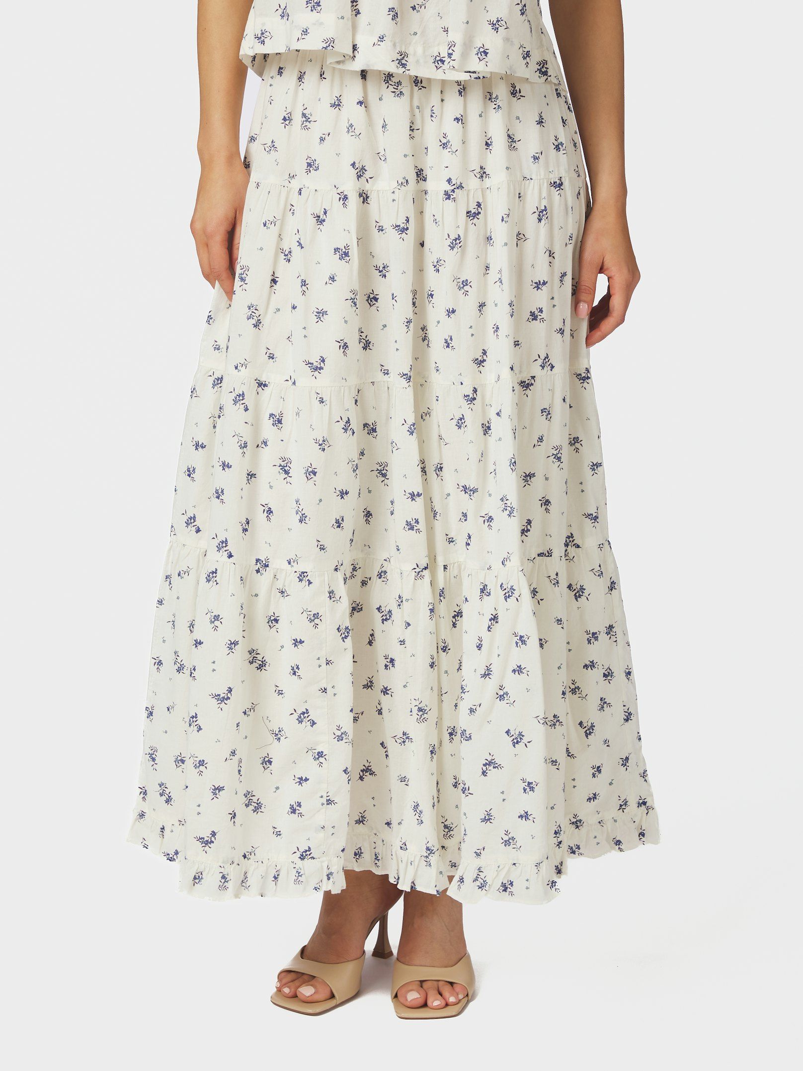 Neo Noir Nederdel - Asta small Blossom Nederdel i White Blue