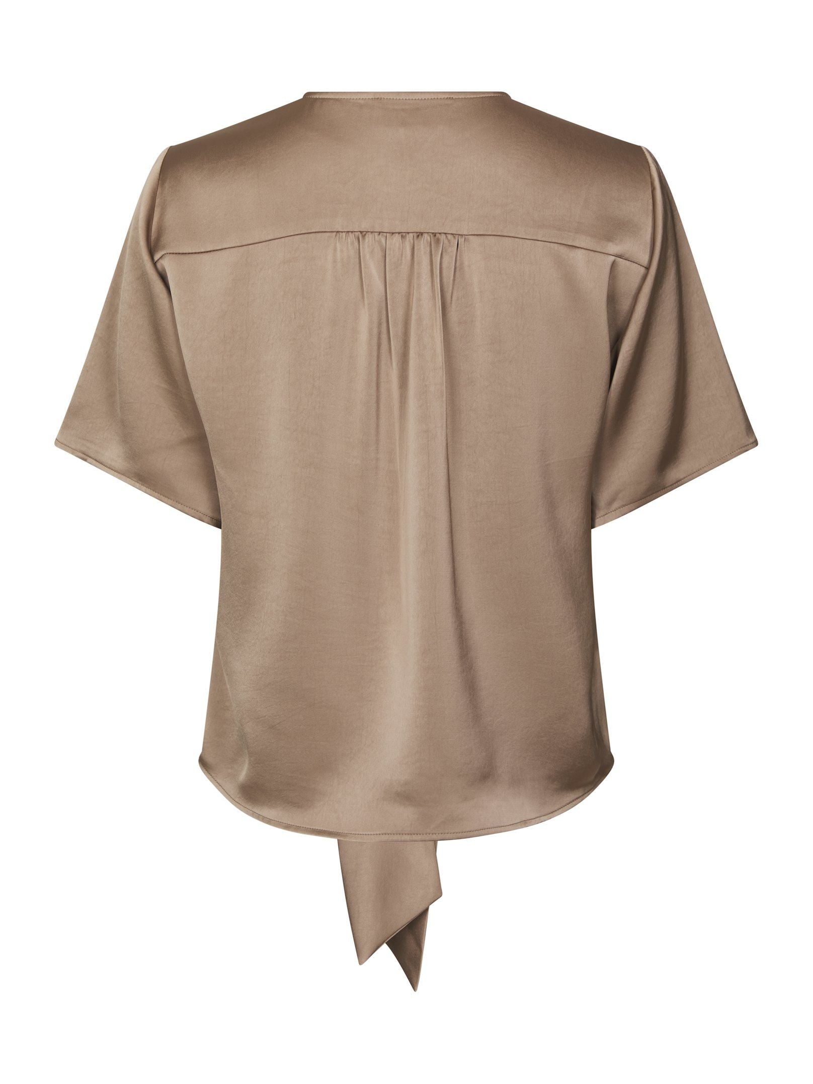 Neo Noir Bluse - Casadia Heavy Sateen Bluse i Dark Taupe