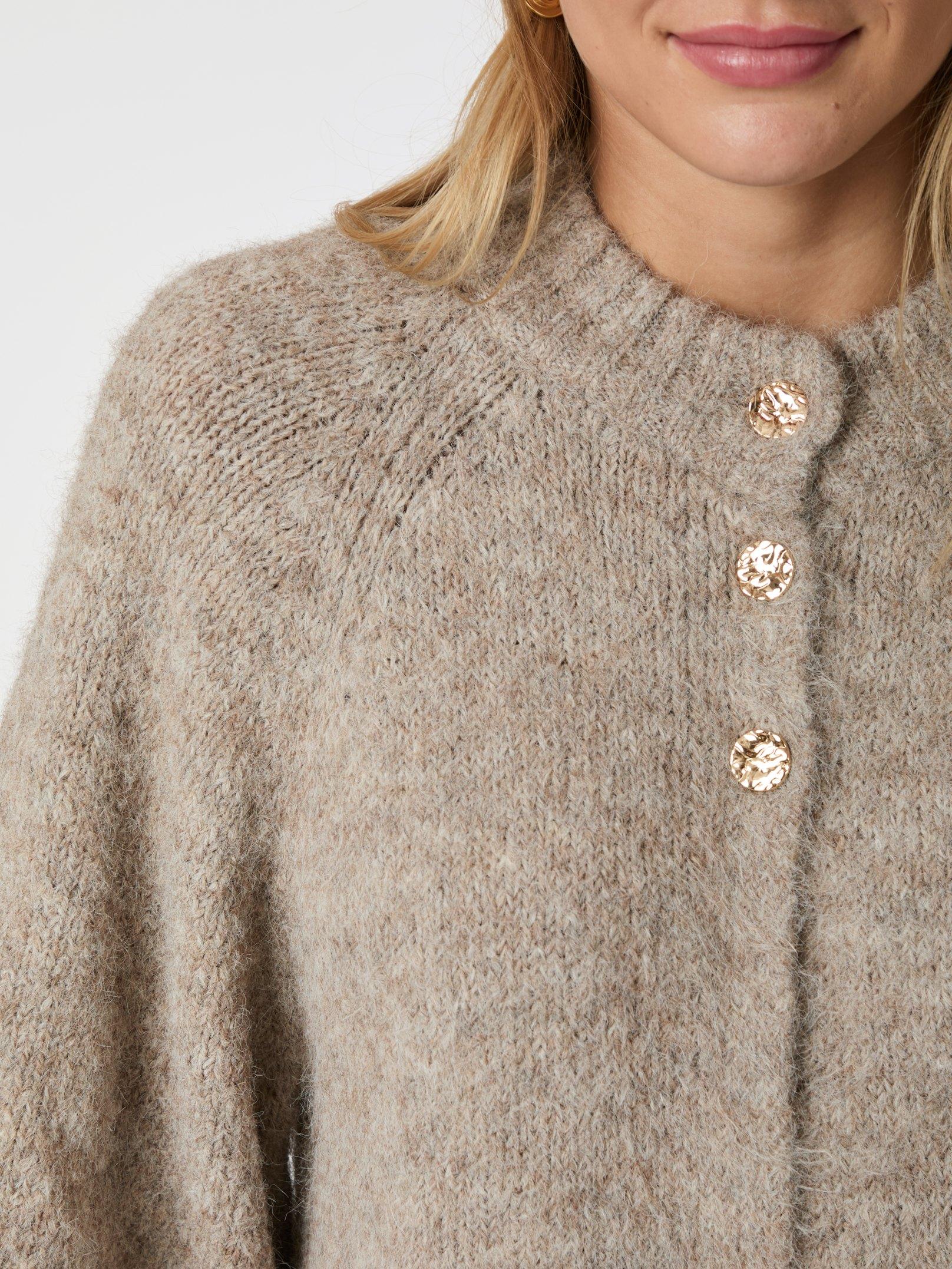 Neo Noir Cardigan - Benuta Strik Cardigan i Beige Melange