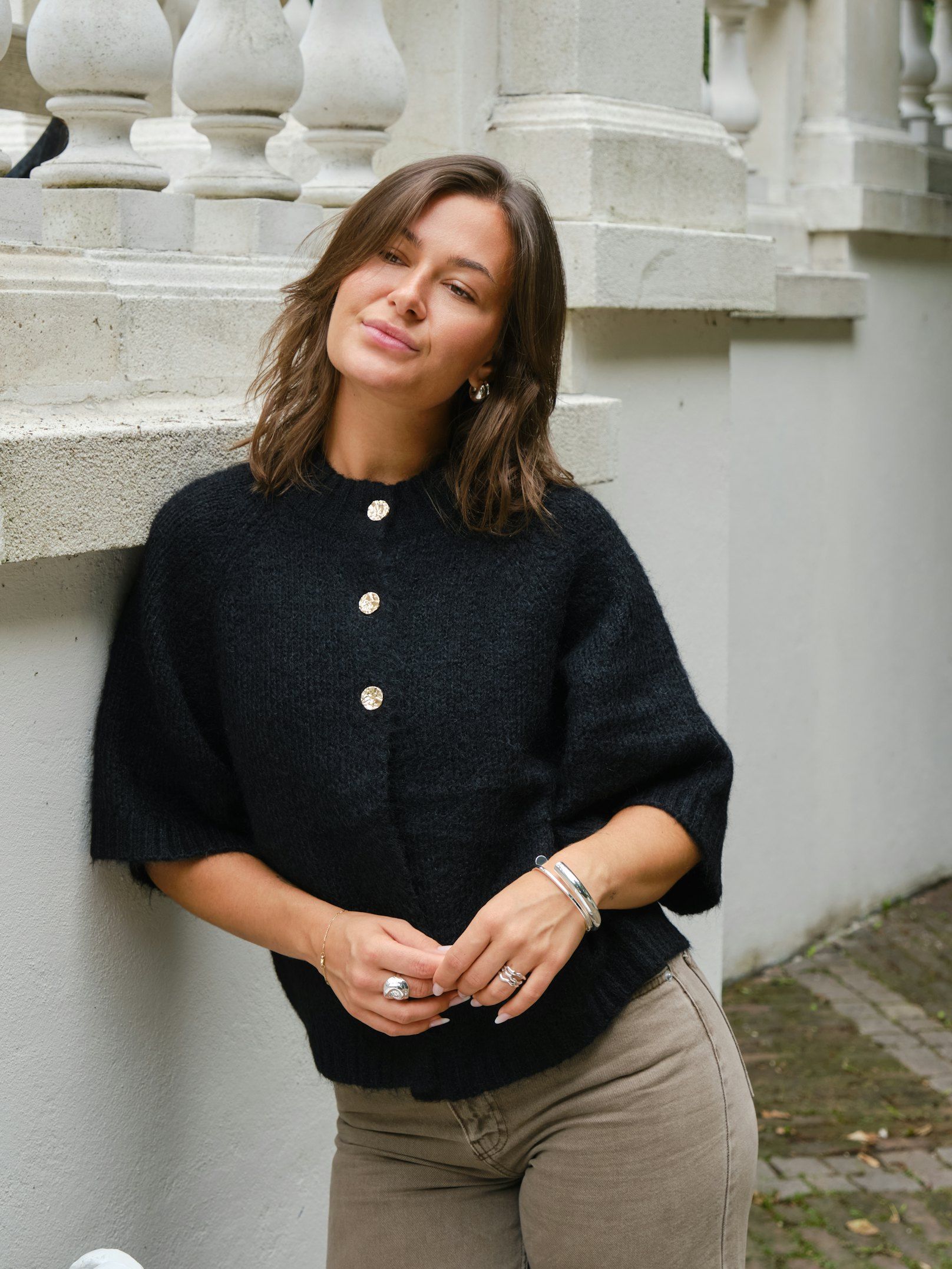 Neo Noir Cardigan - Benuta Strik Cardigan i Sort