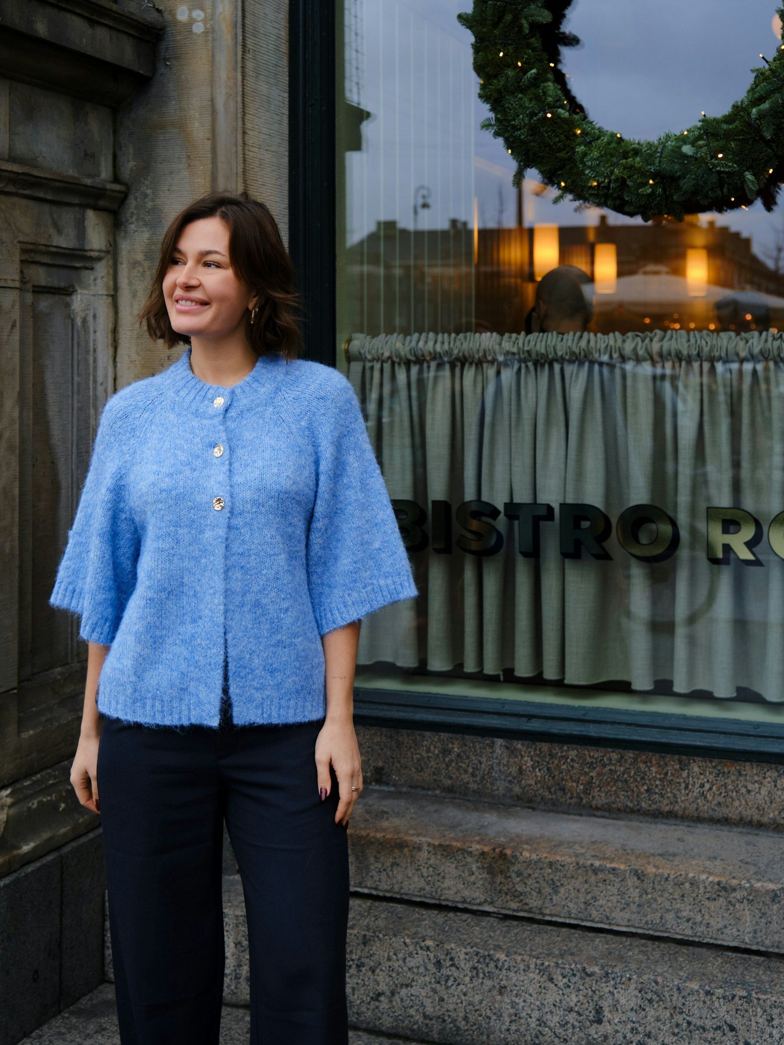 Neo Noir Cardigan - Benuta Strik Cardigan i Dusty Blue