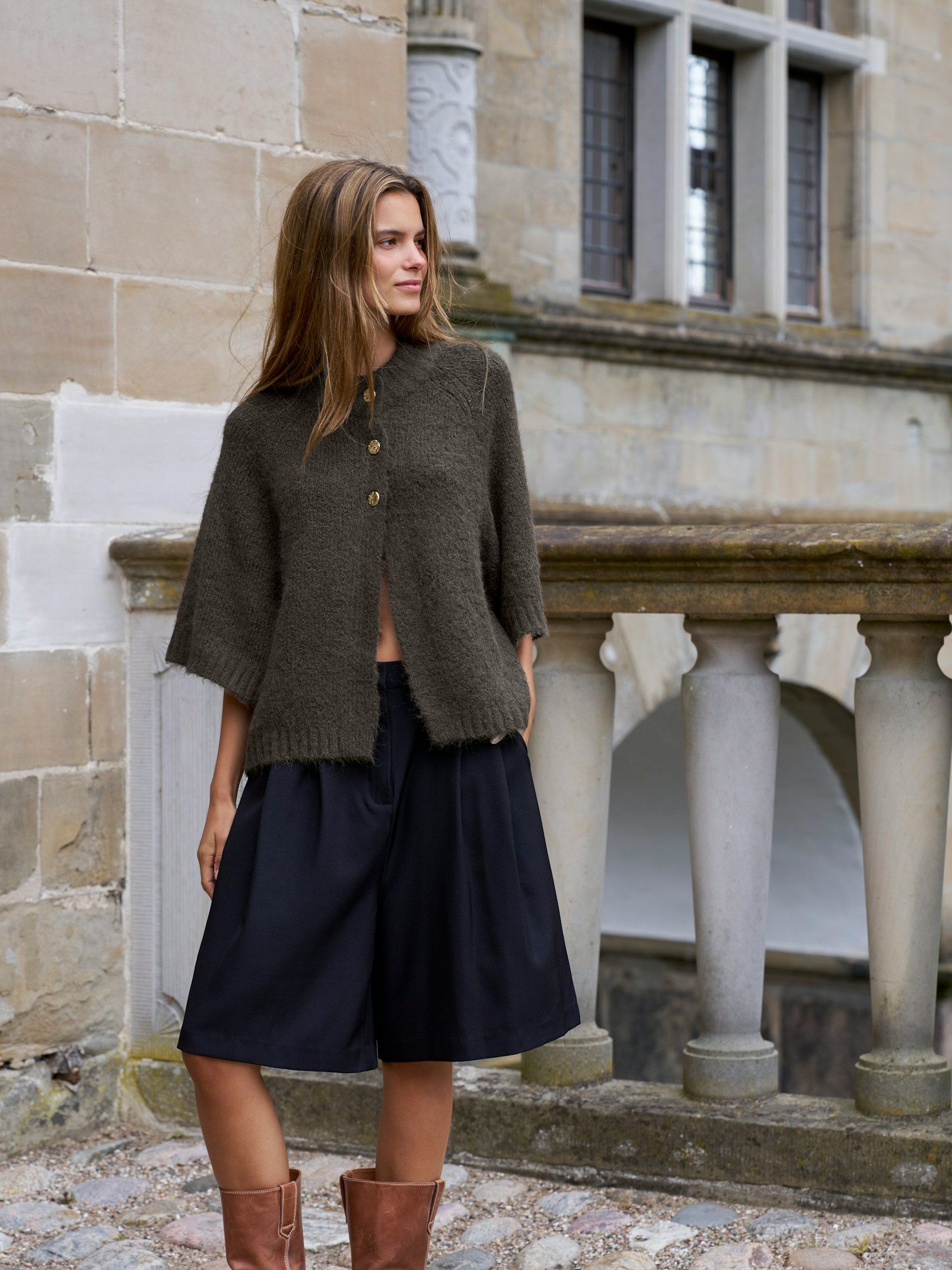 Neo Noir Cardigan - Benuta Strik Cardigan i Army
