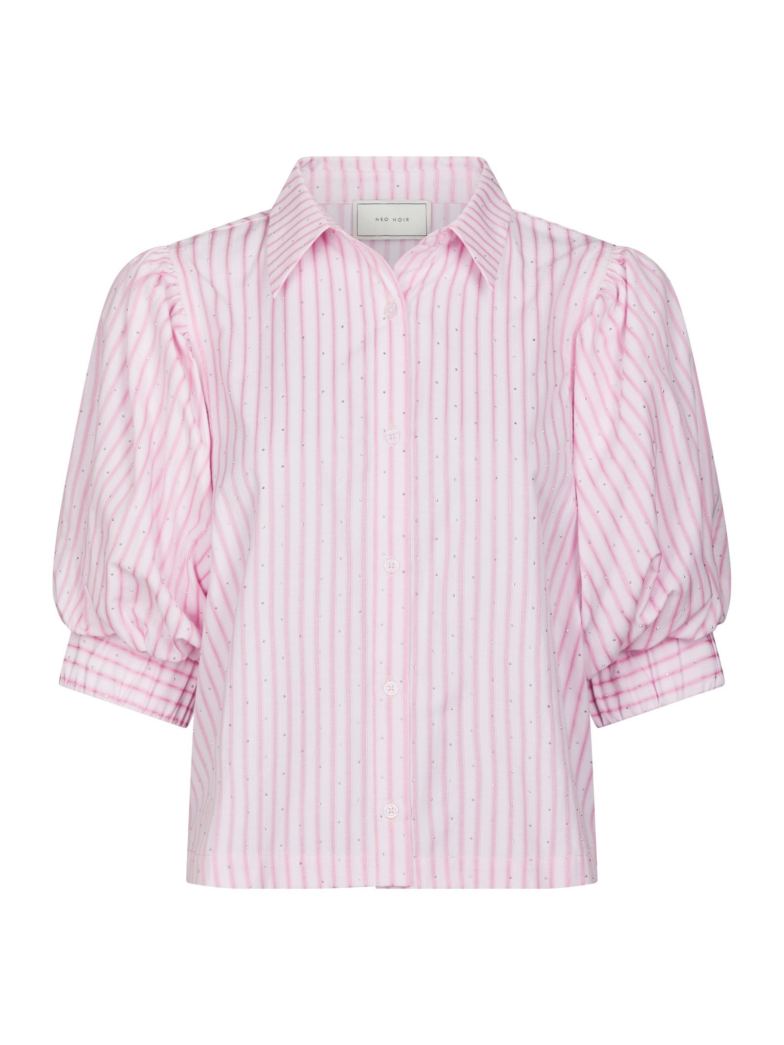Neo Noir Bluse - Etta Stripe Stone Bluse i Light Pink