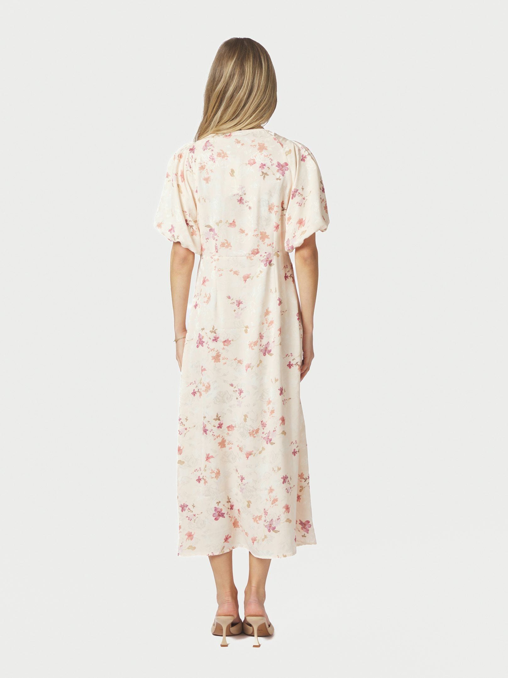 Neo Noir Kjole - Illana Sateen Print Kjole i Creme