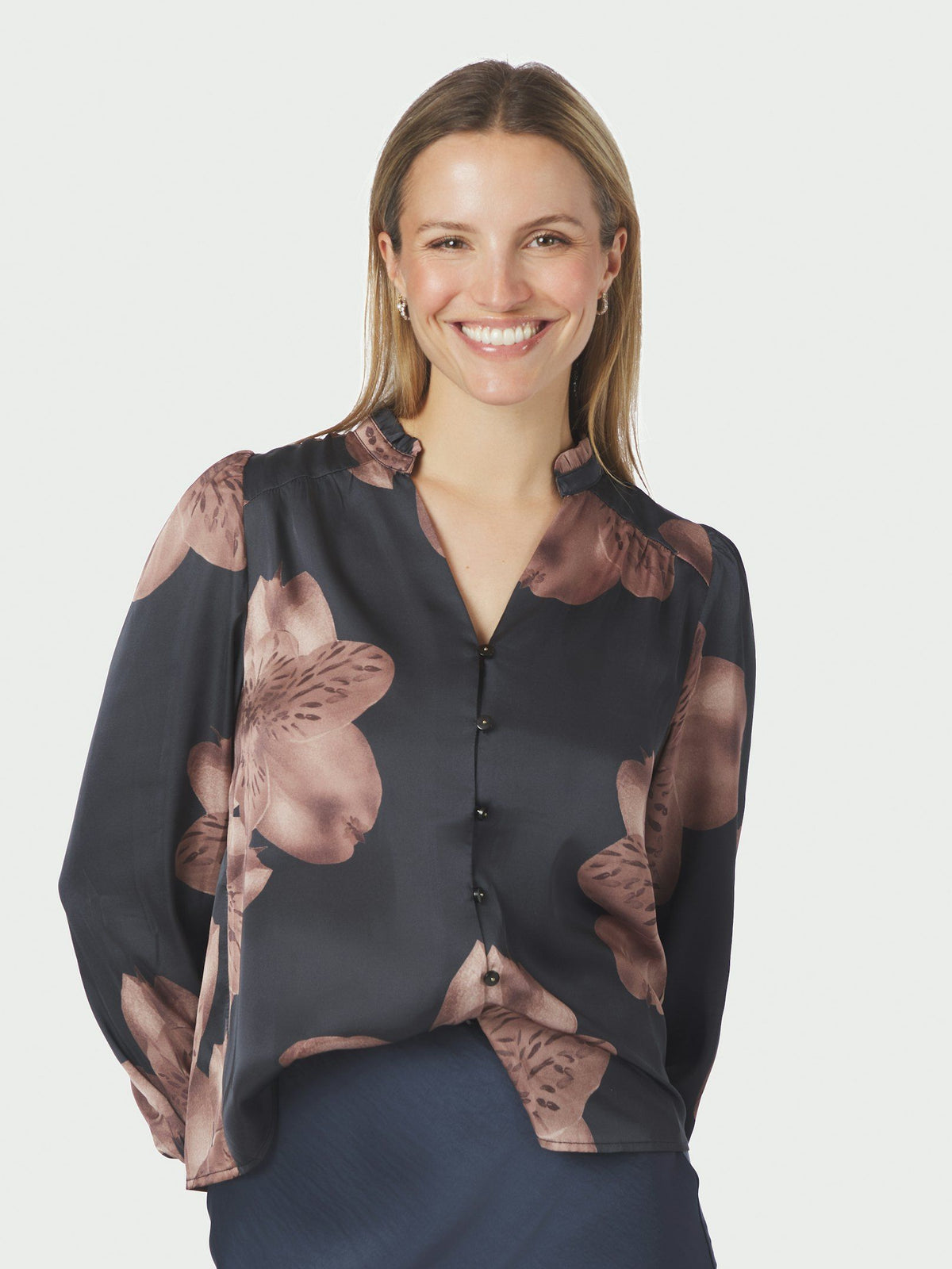 Neo Noir Bluse - Massima Misty Orchid Bluse i Midnight Blue