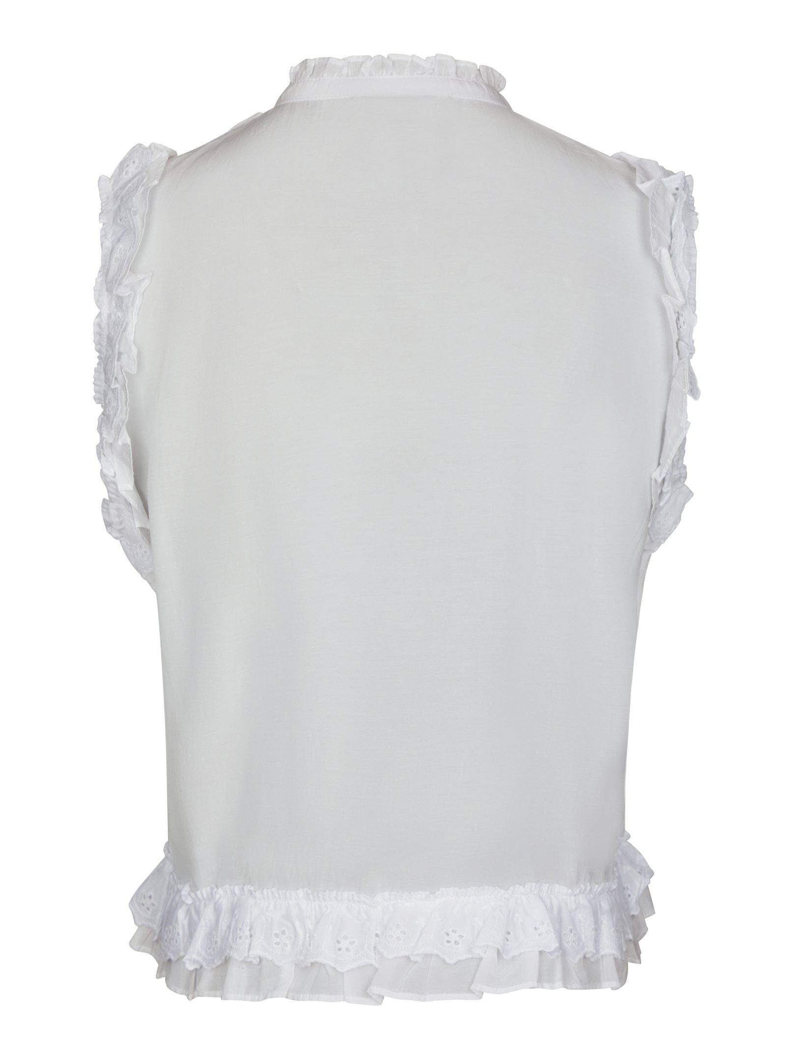 Neo Noir Top - Celia Ruffle Top i Hvid