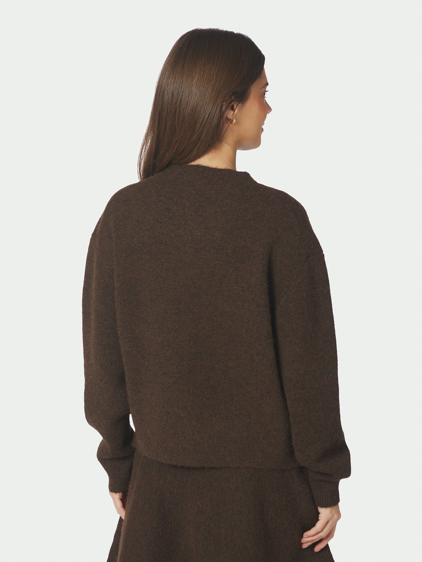 Neo Noir Cardigan - Diona Fluffy Strik Cardigan i Brown Melange