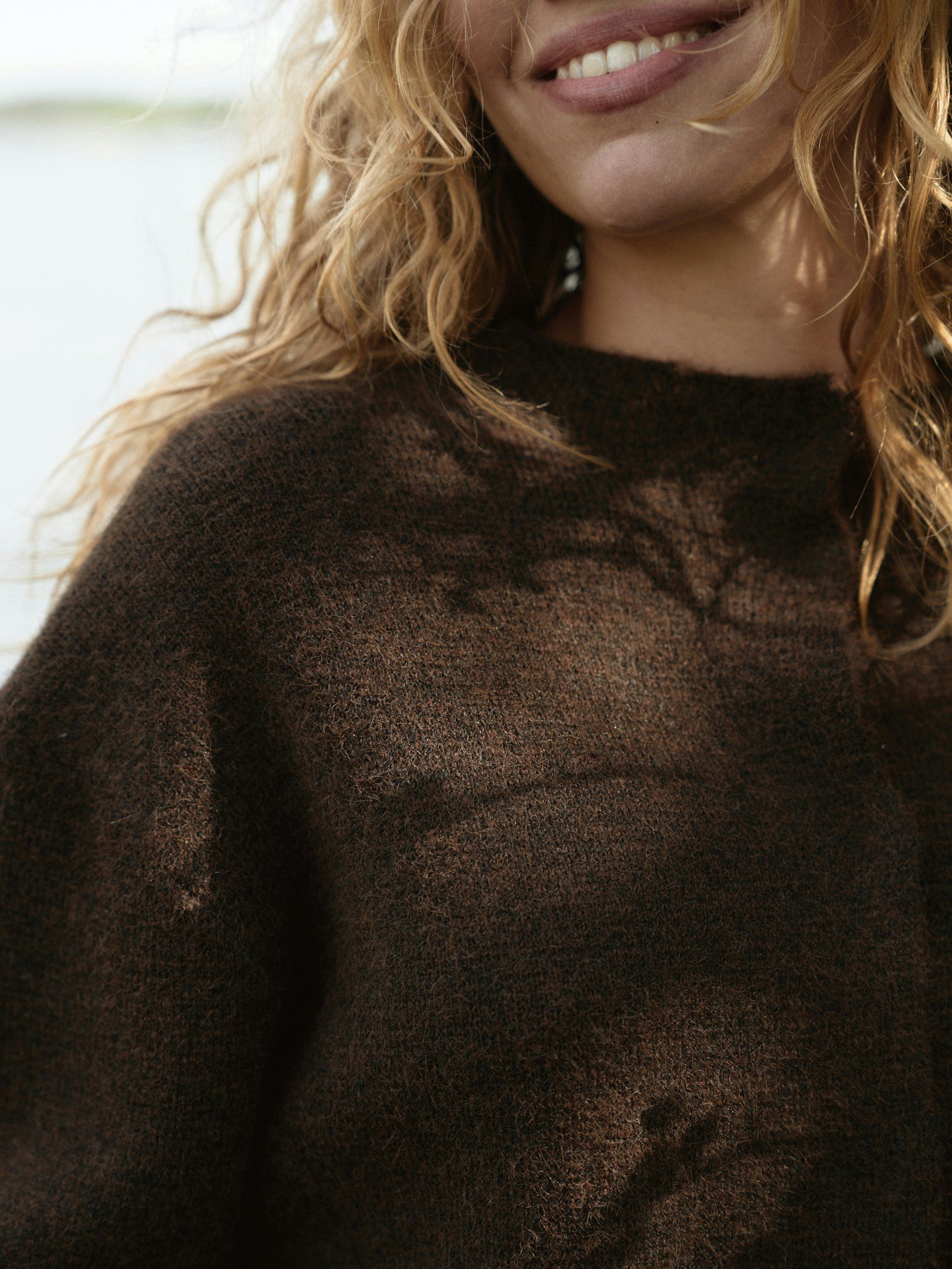 Neo Noir Cardigan - Diona Fluffy Strik Cardigan i Brown Melange