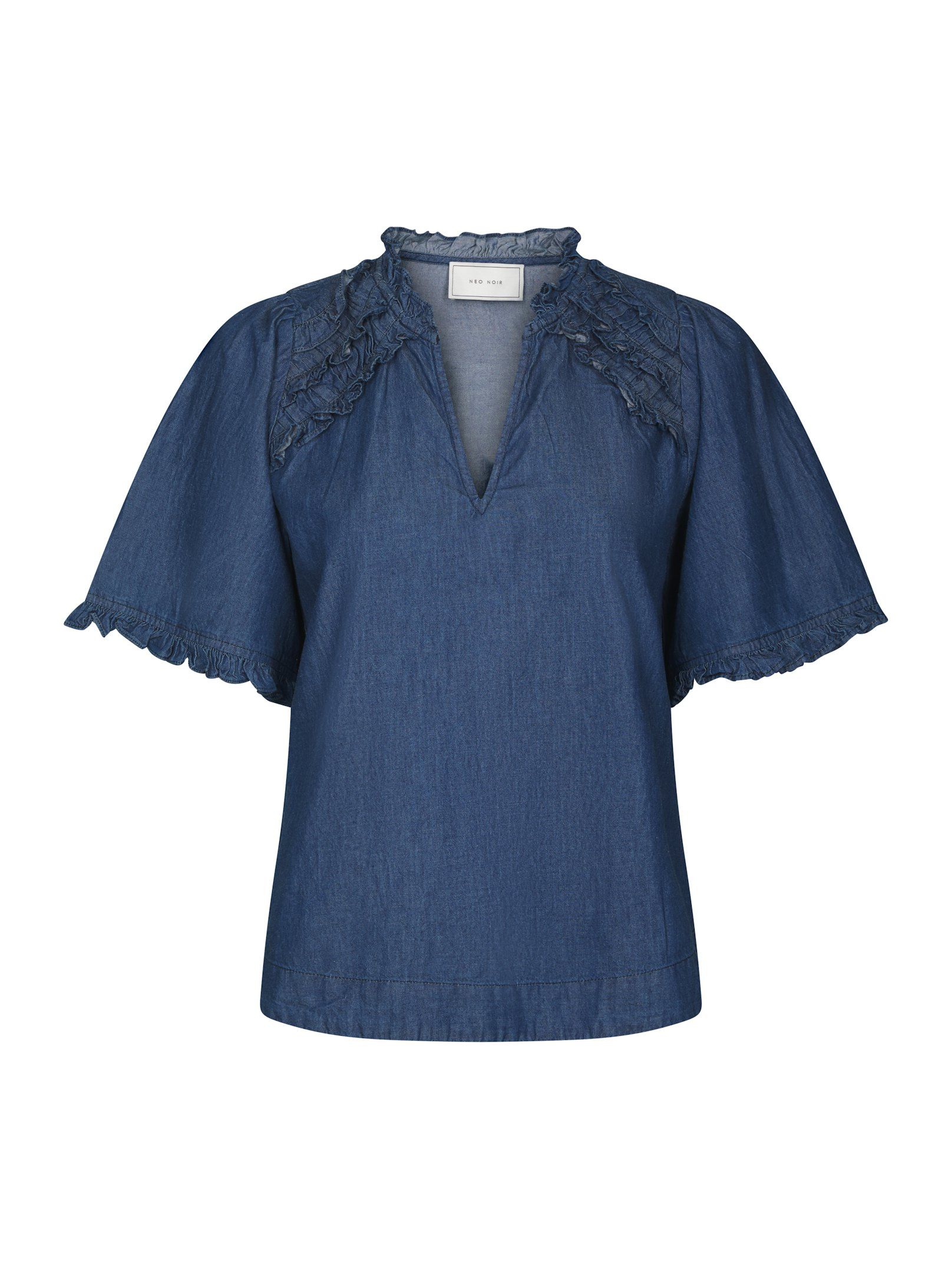 Neo Noir Top - Wendia Denim Bluse i Blå
