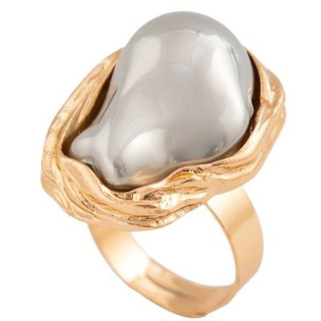 Tim & Simonsen Fingerring - TSJ365 Annabel Ring i Forgyldt Med Marmor Sten