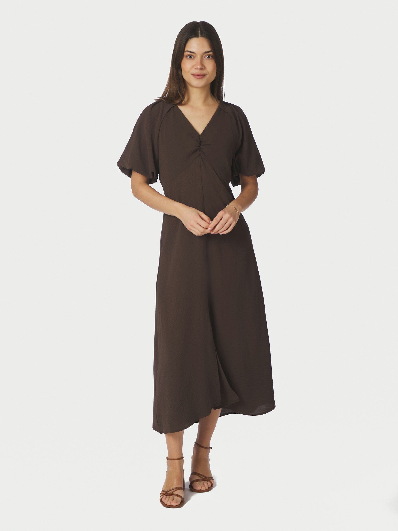 Neo Noir Kjole - Bomba Structure Solid Kjole i Dark Brown
