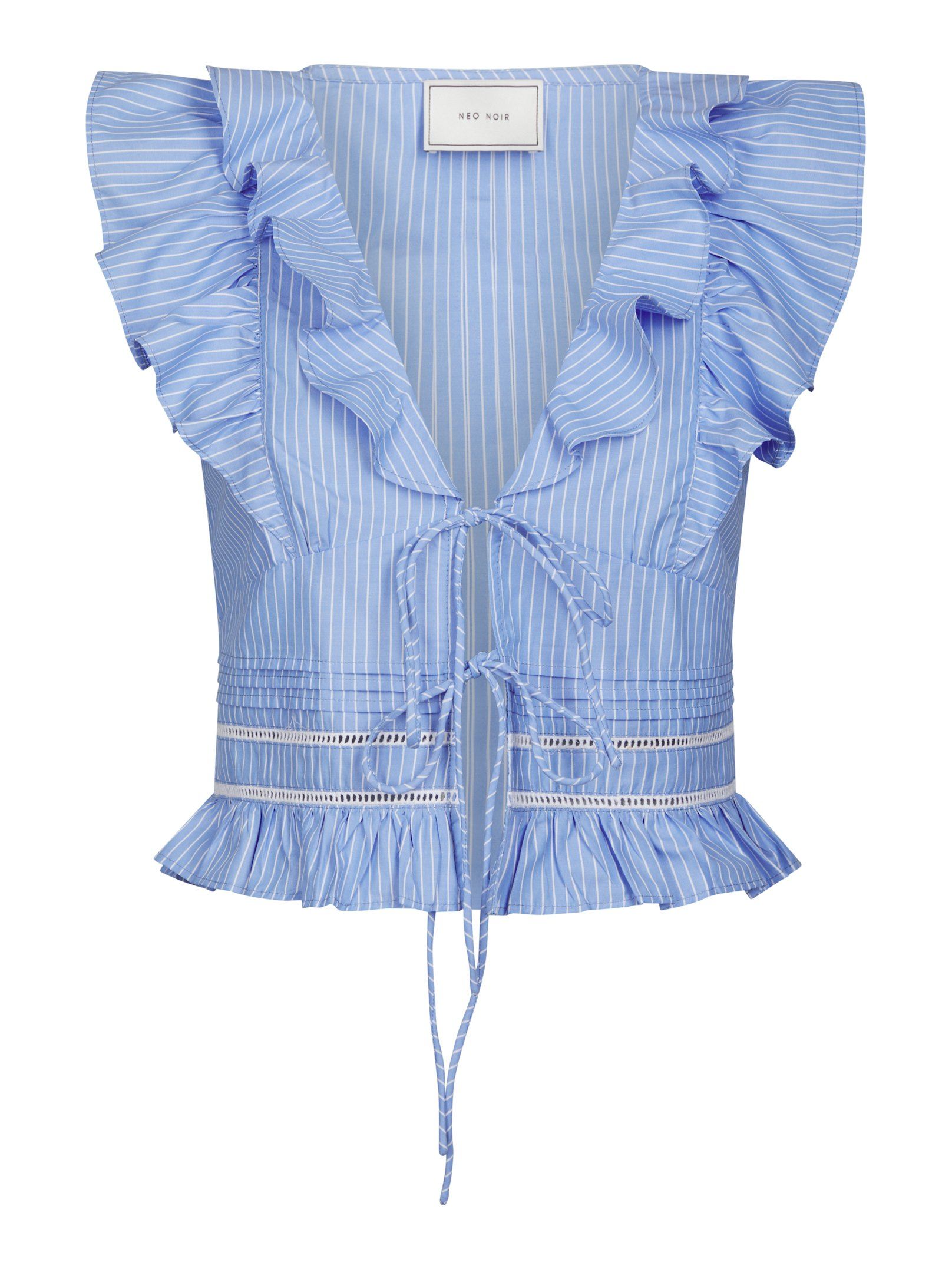 Neo Noir Top - Jolia Stribet Top i Light Blue