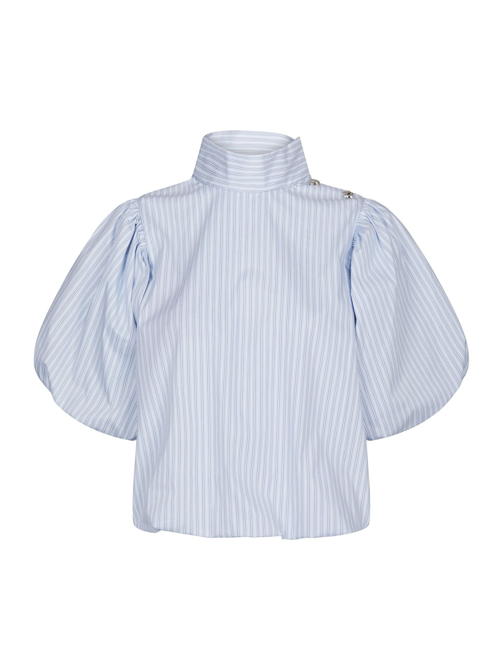 Neo Noir Bluse - Parisa Stribet Bluse i Light Blue