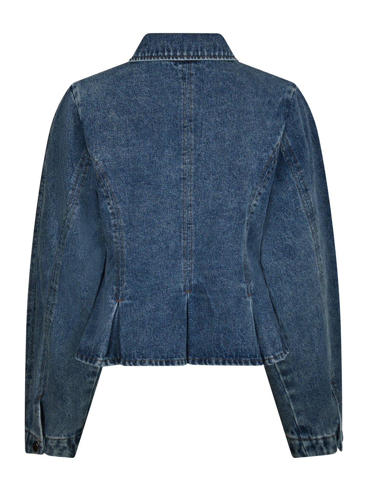 Neo Noir Jakke - Rivora Denim Peplum Jakke i Blue Denim