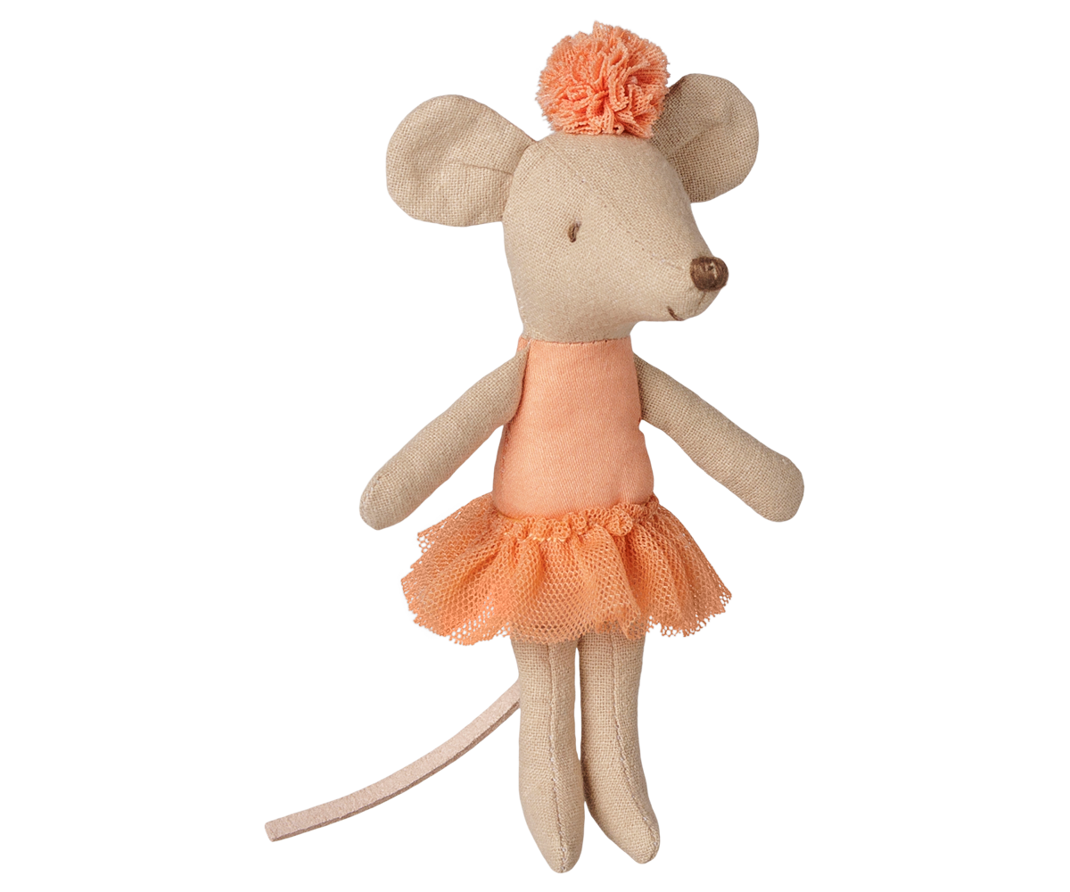 Maileg Lillesøster - Lillesøster Ballerina Mus i Abrikos