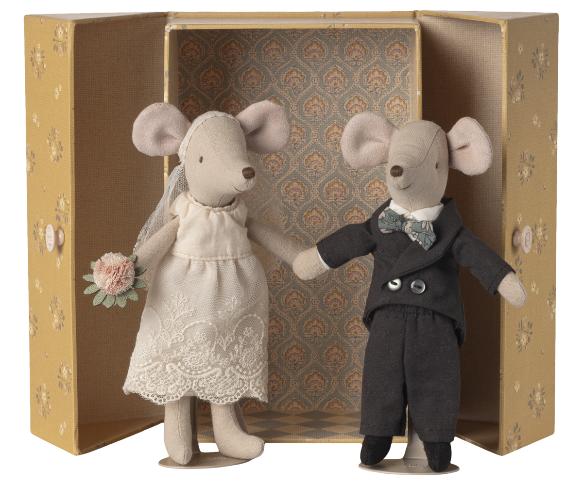 Maileg Brudepar - Brudepar i Æske, Mor og Far Mus