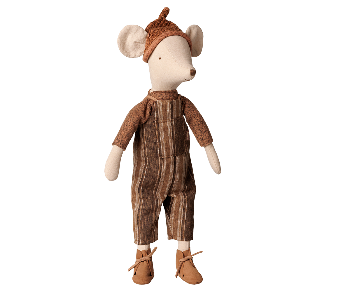 Maileg Mus - Drenge Mus i Medium Med Overalls og Sweater