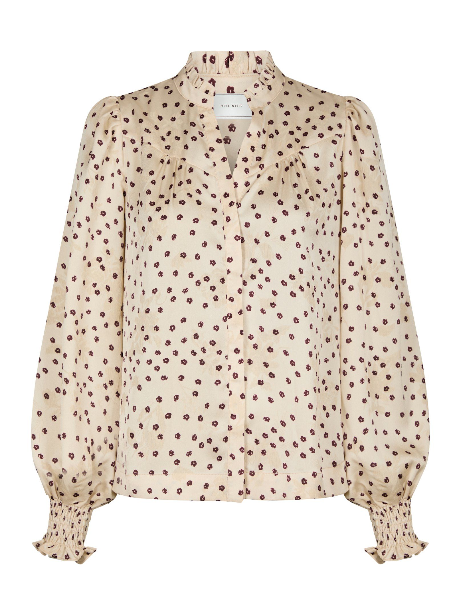Neo Noir Bluse - Astrida Flower Jaquard Bluse i Creme