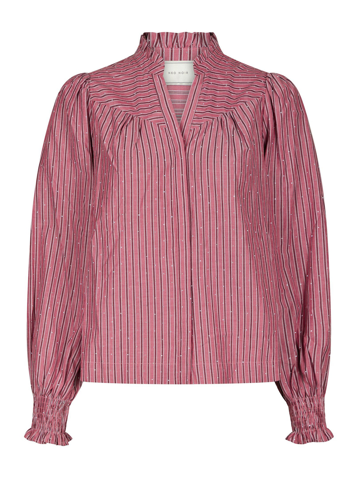 Neo Noir Bluse - Astrida Soft Stripe Stone Bluse i Dark Rose