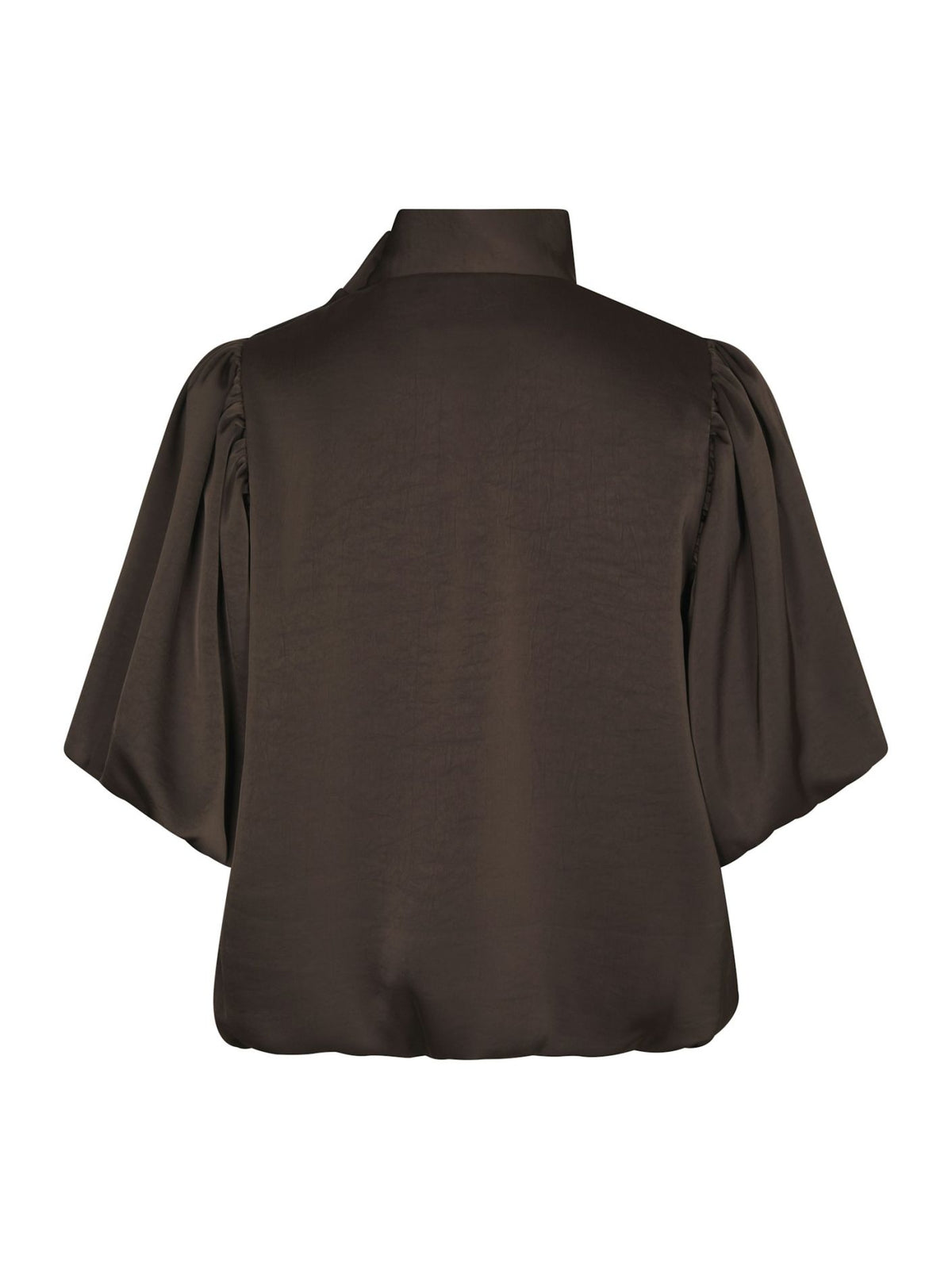 Neo Noir Bluse -Parisa Heavy Satin Bluse i Dark Brown