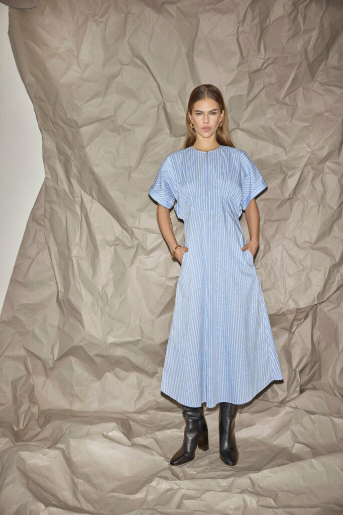 Co´Couture Kjole - KaioCC Stribet Kjole i Pale Blue