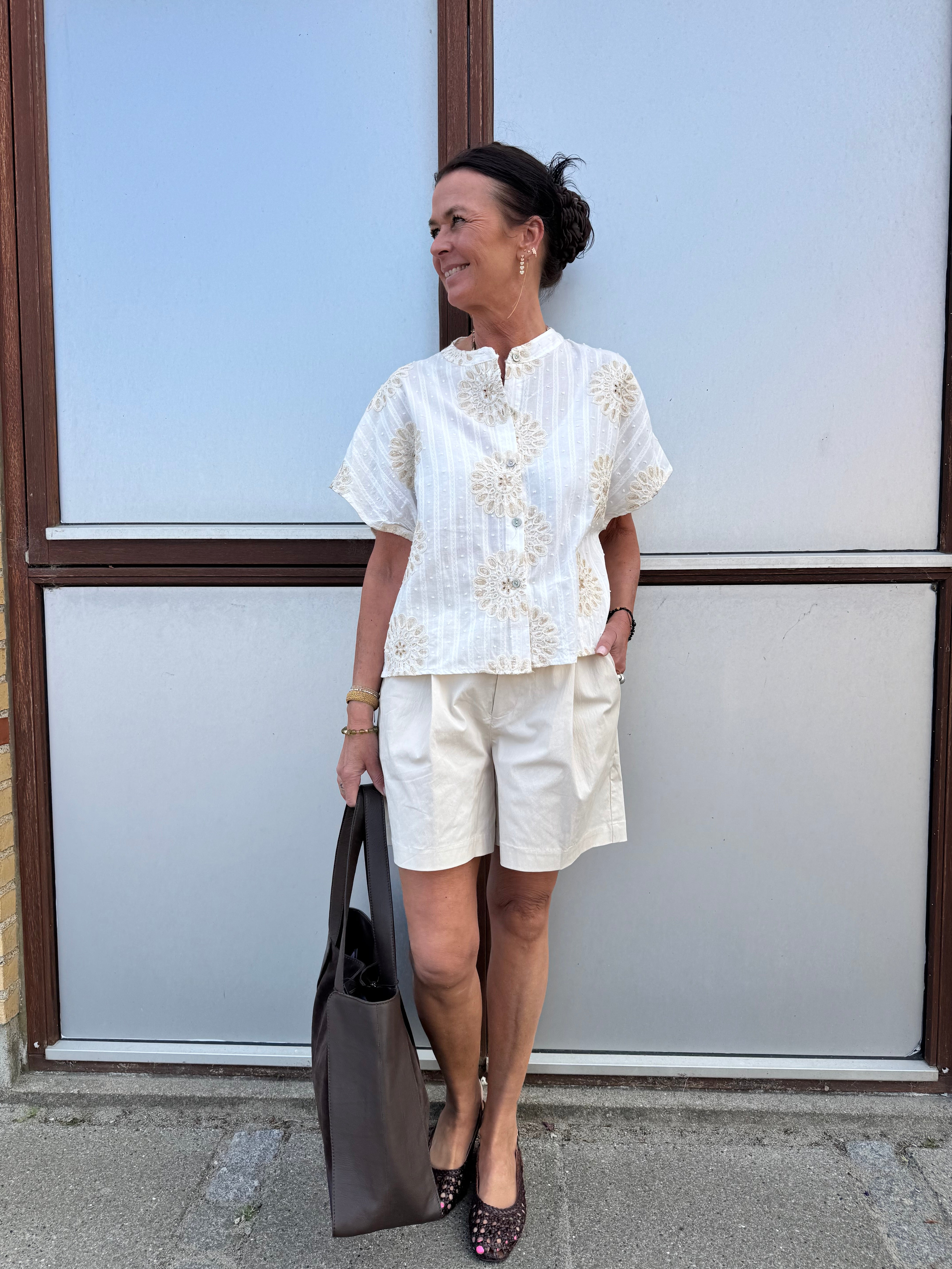 Black Colour Bluse - BcBlanca Loose Bluse i Creme