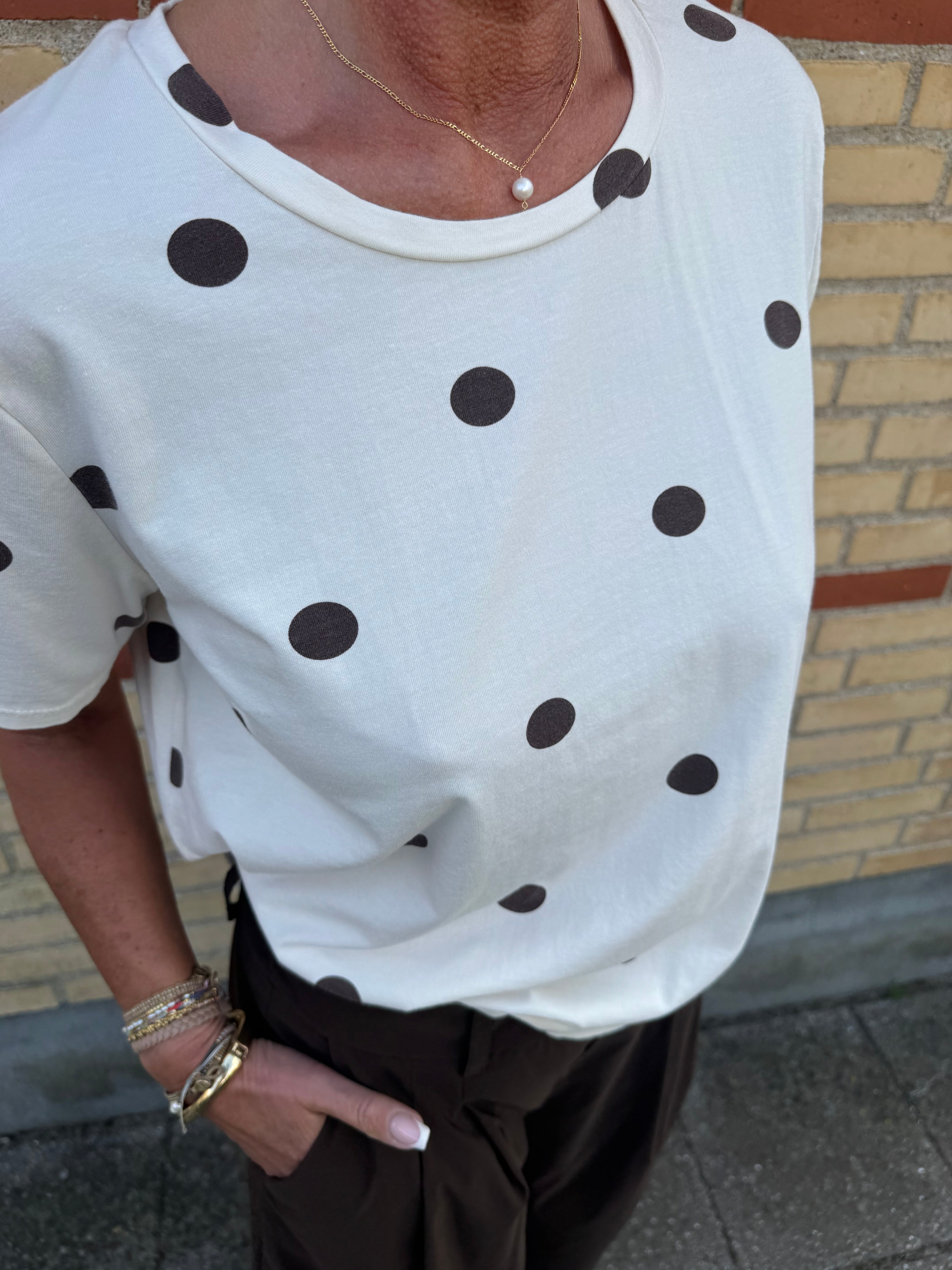 Black Colour T-shirt - BcZelda T-shirt i Coffee Dots