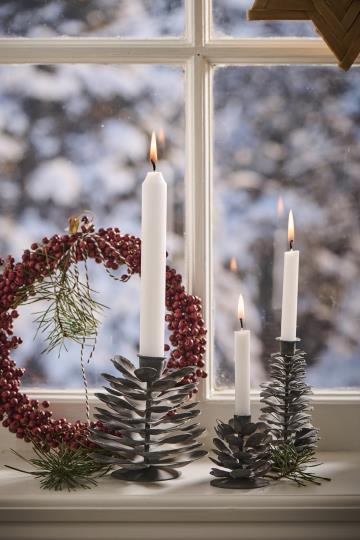 IB Laursen Lysestage - Lys Koglestage Sølv Metal til 1,3cm Lys