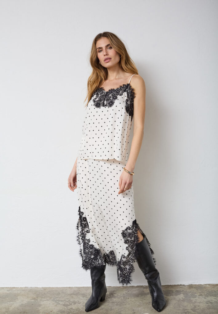 Co´Couture Top - AmeliCC Dot Lace Top i Off-white