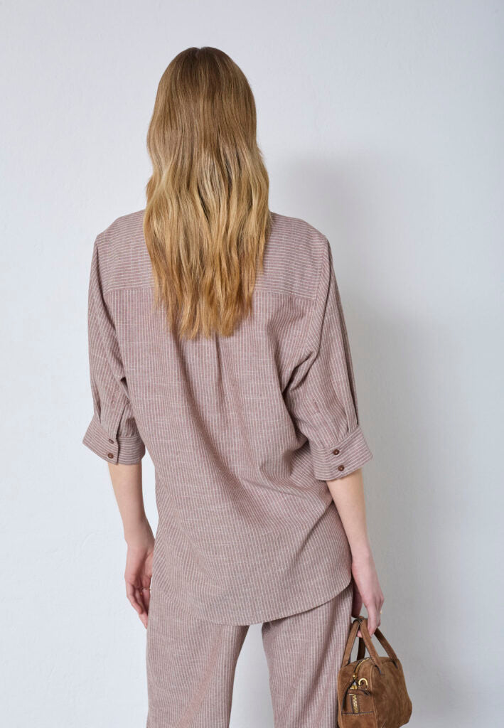 Co´couture Bluse - JihoCC Stribet SS Bluse i Brun