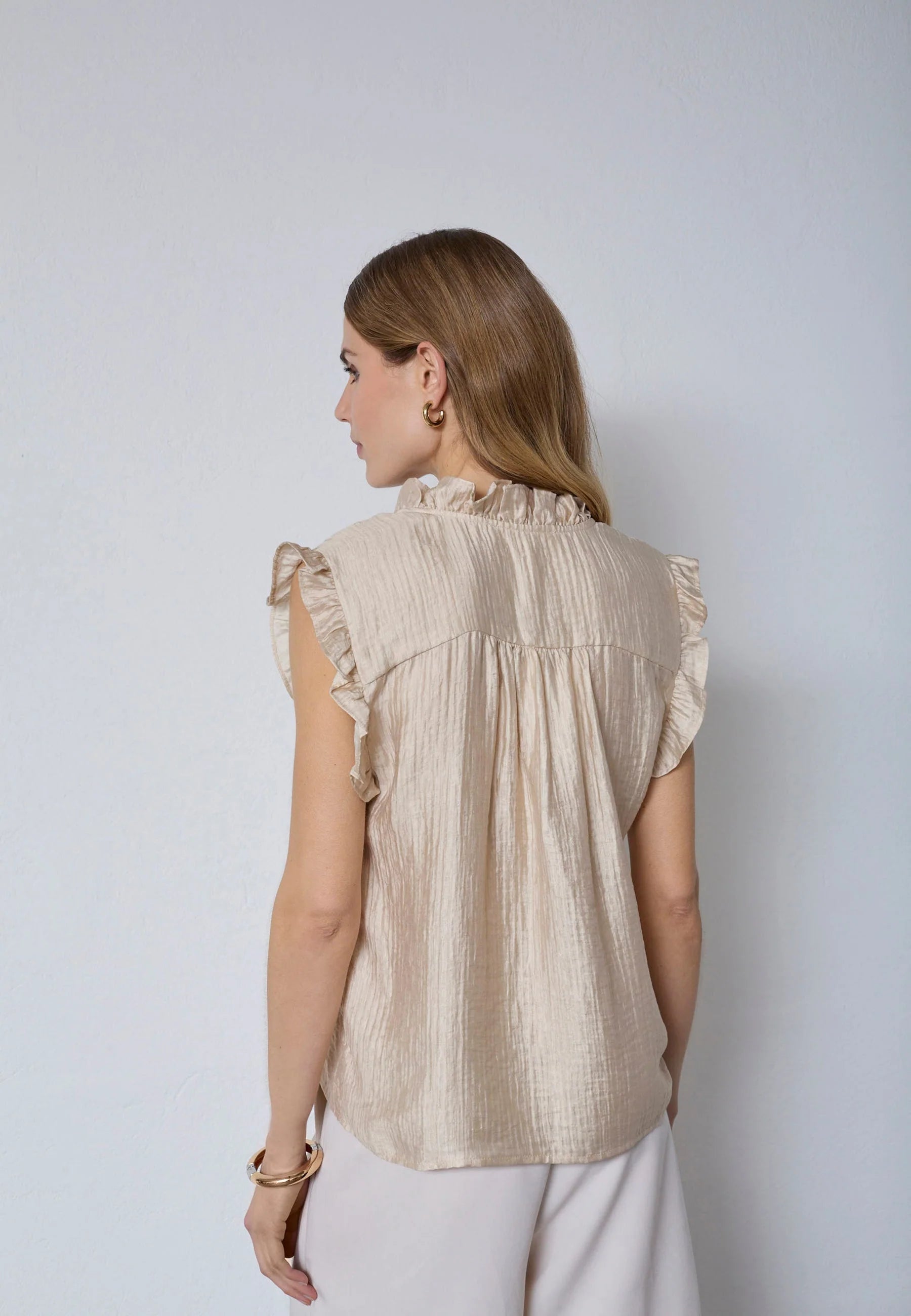 Co´Couture Top - TassyCC Frill Top i Bisquit