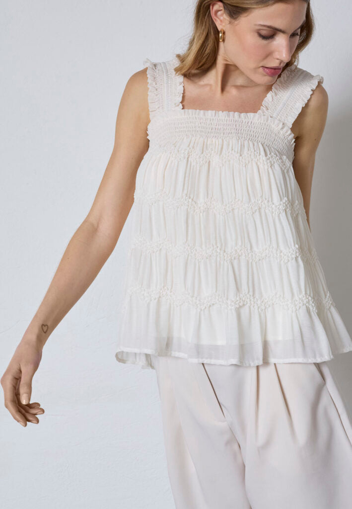 Co´Couture Top - JerryCC Smock Top i Off-white