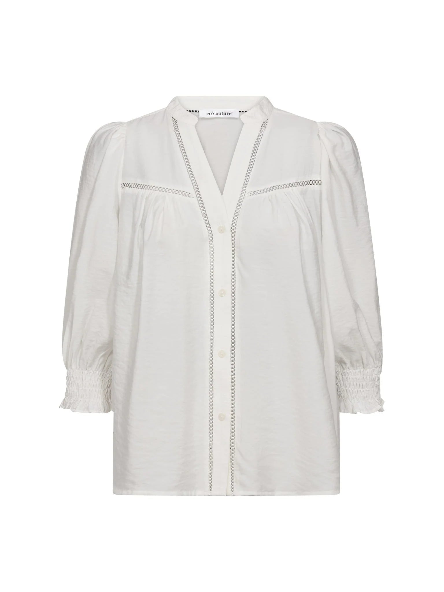 Co´Couture Bluse - CallumCC Lace Puff Bluse i Hvid