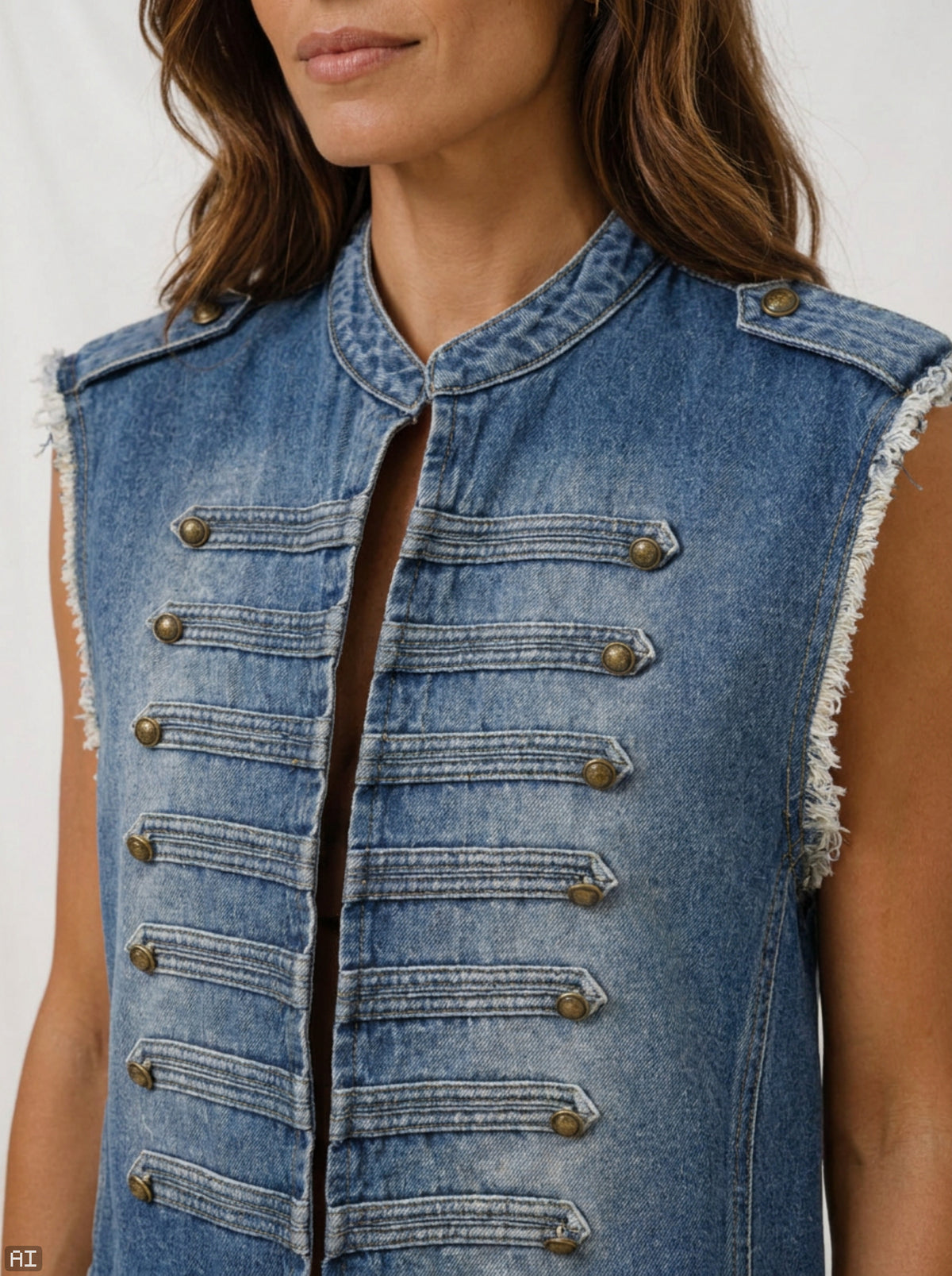 MARTA du château Vest - 268678 MdcHoliday Denim Vest i Demin Blue