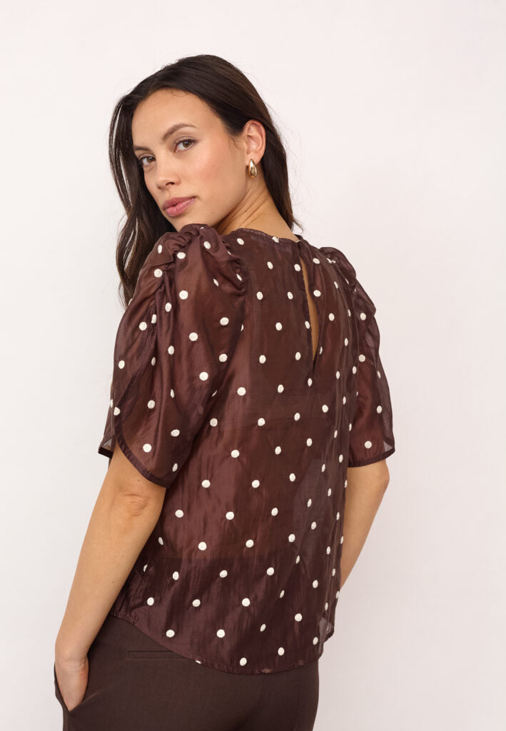 Co´Couture Bluse - DitaCC Dot SS Bluse i Dark Brown