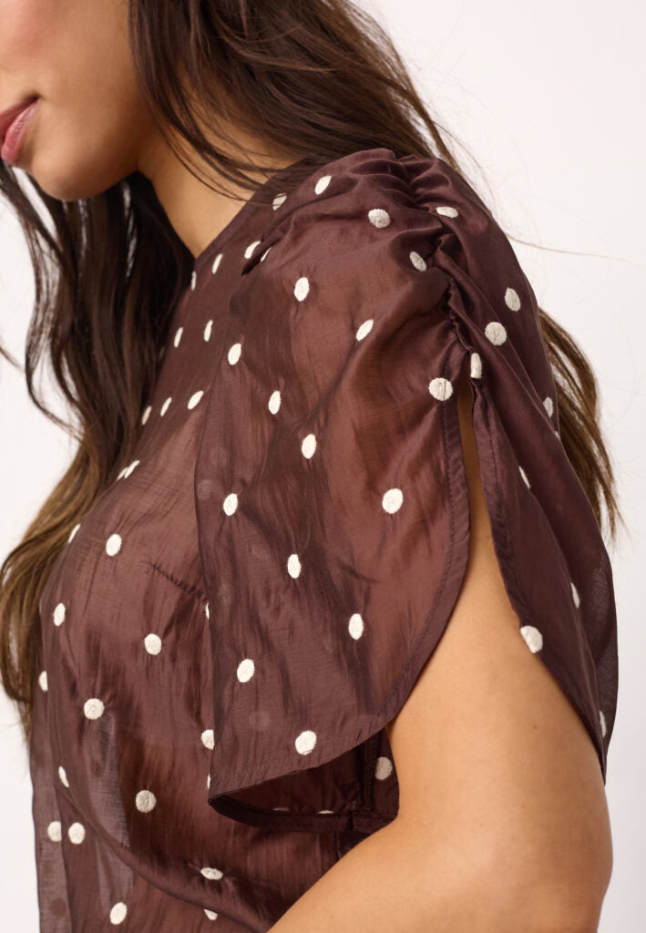 Co´Couture Bluse - DitaCC Dot SS Bluse i Dark Brown