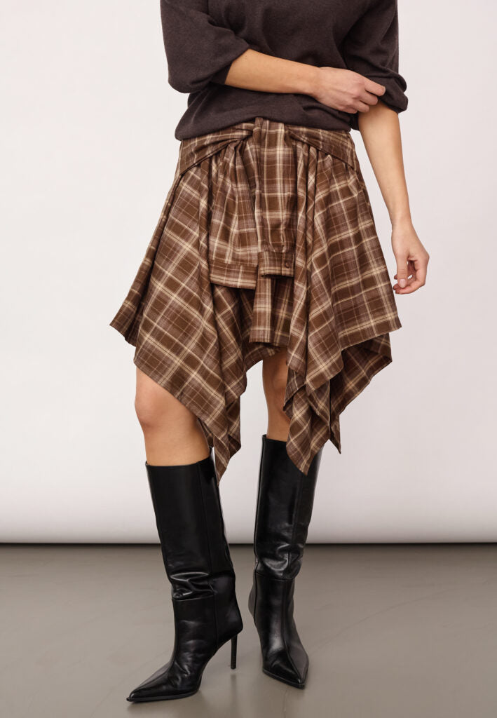 Co´couture Nederdel - DagnyCC Chech Tie Nederdel i Brown Check