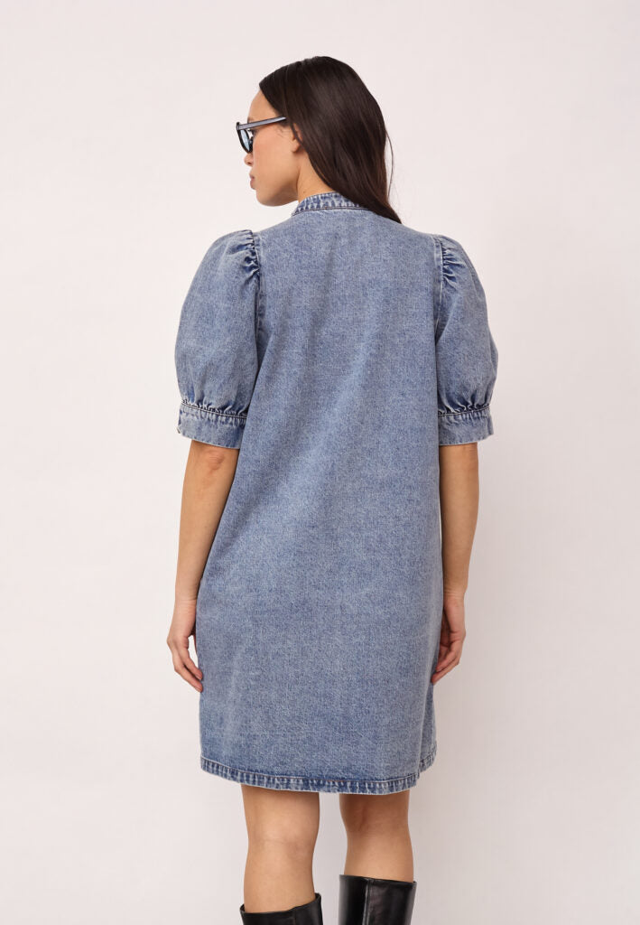 Co´couture Kjole - DeniceCC Denim SS Kjole i Bleach Denim Blå