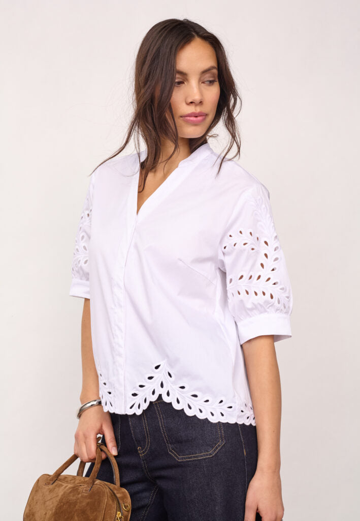 Co´Couture Skjorte - PoppyCC Broderi Anglaise Skjorte i Hvid