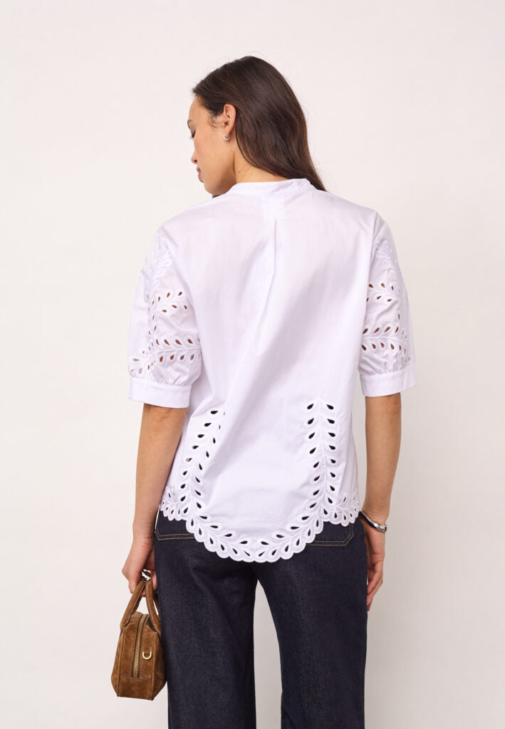 Co´Couture Skjorte - PoppyCC Broderi Anglaise Skjorte i Hvid