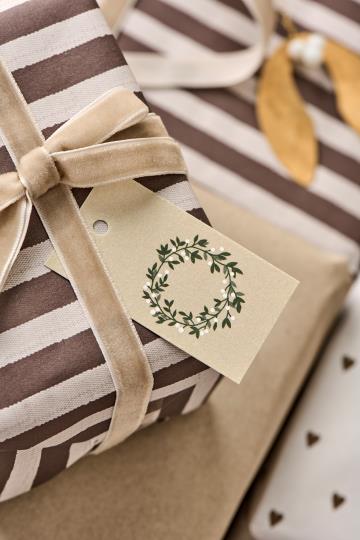 IB Laursen Gavepapir - Gavepapir Med Brune Striber Tekstil Look 5m.