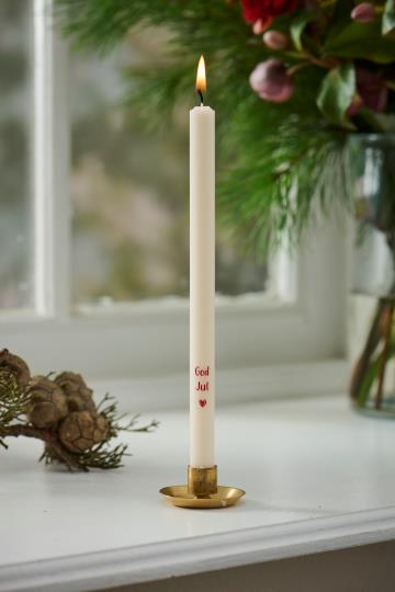 IB Laursen Stearinlys - Kertelys Med Teksten GOD JUL i Hvid Ø: 1,3 x H: 20cm