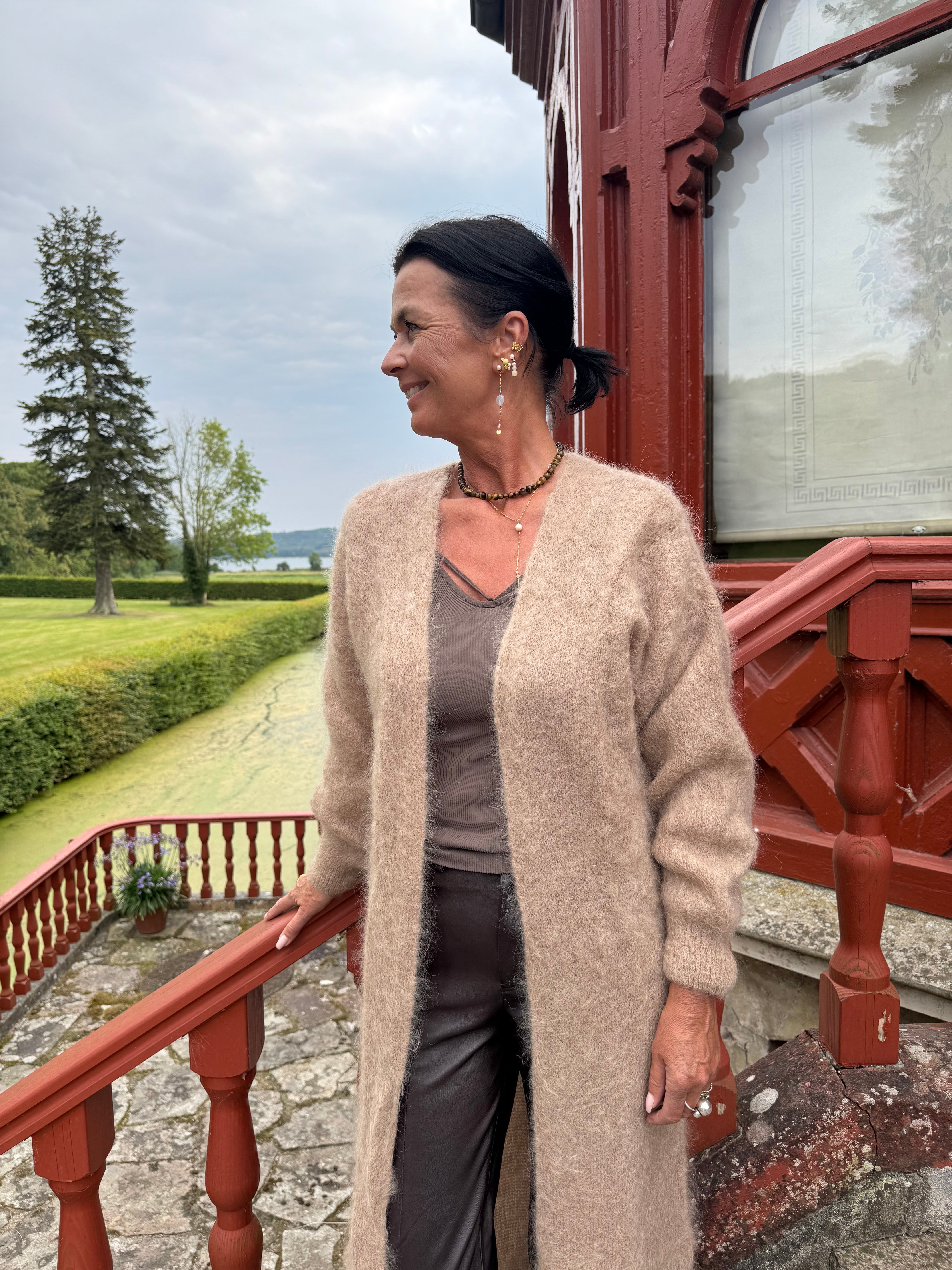 Americandreams Cardigan - Lee Lang Cardigan i Medium Brun
