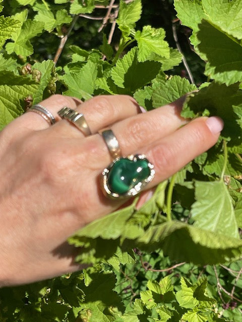 Tim & Simonsen Fingerring - TSJ365 Annabel Ring i Forgyldt Med Grøn Sten