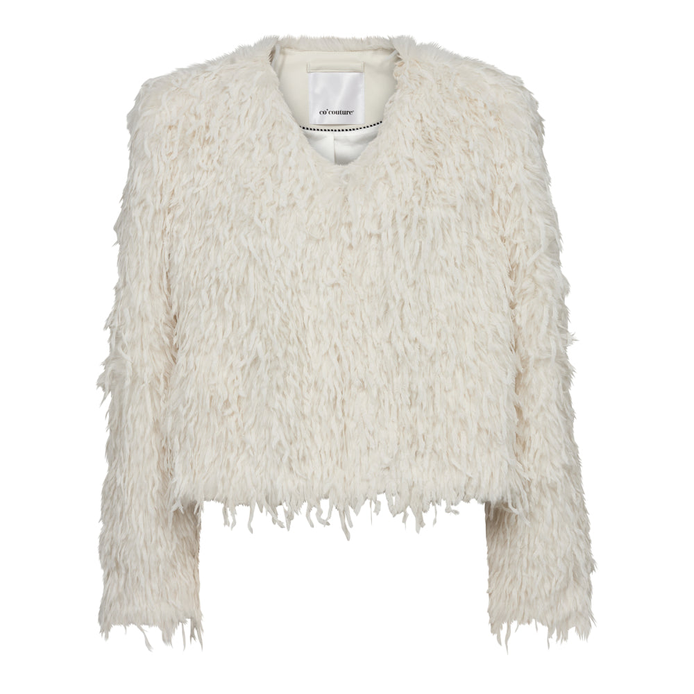 Co´Couture Jakke - FeatherCC Faux Fur Jakke i Off White