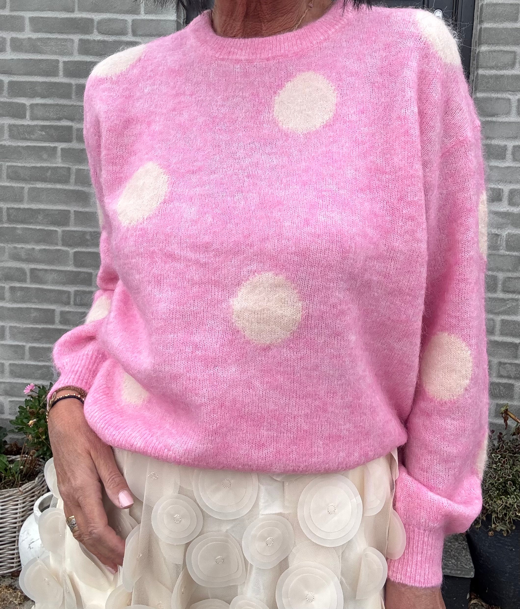 Nümph Strik - NuSuri Dot Strik Bluse i Bonbon Lyserød
