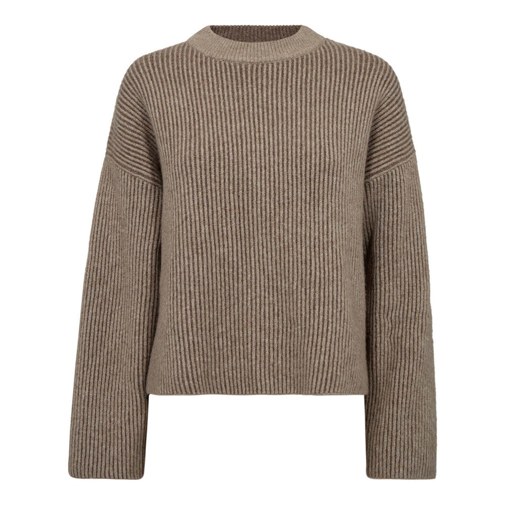 Co´Couture Strik - TheresaCC Turtleneck Rib Strik i Sand