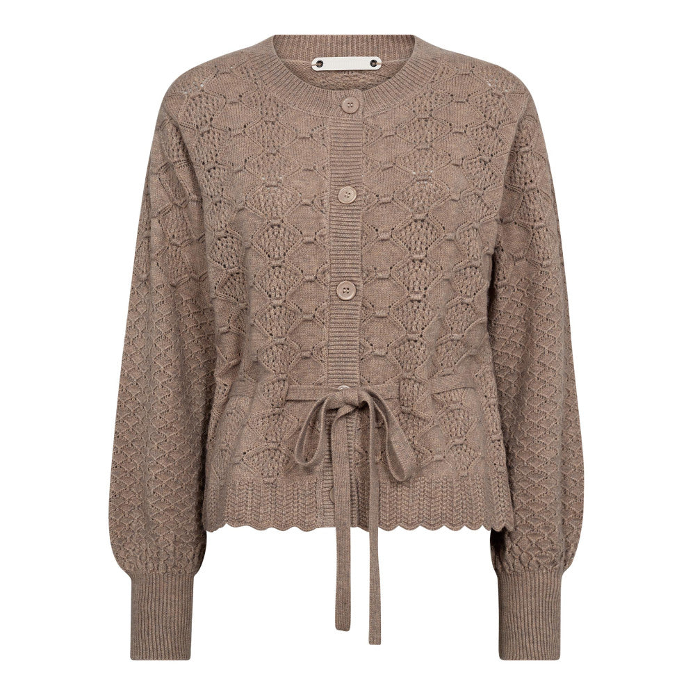 Co´Couture Cardigan - RawCC Pointelle Tie Cardigan i Champagne